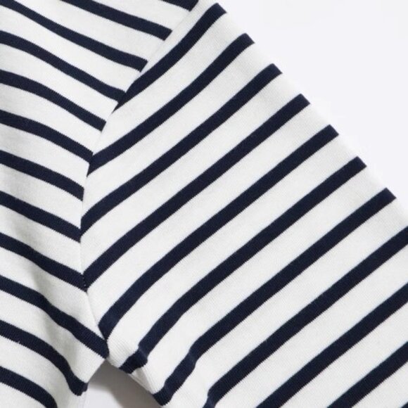 Japanese Black And White Striped Boat Neck T-Shirt - Siz S - Picture 3 of 6